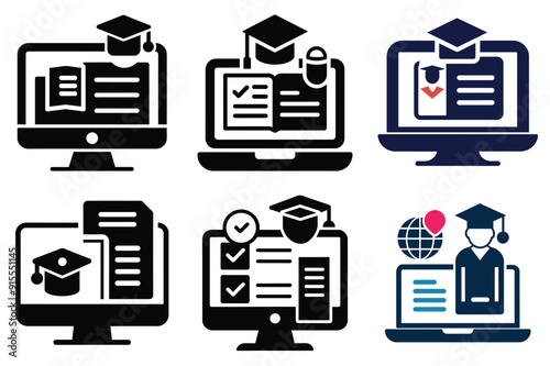 Learning and online education examination vector icon