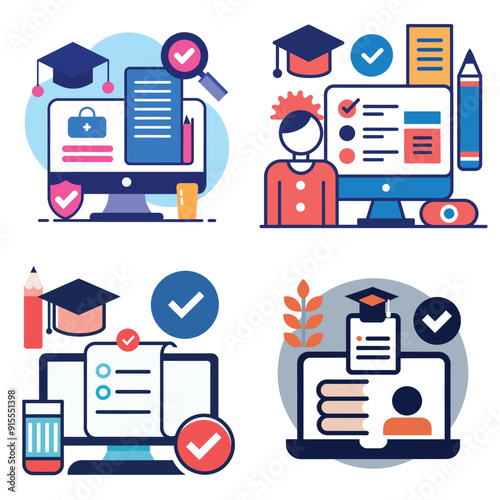 Learning and online education examination vector icon