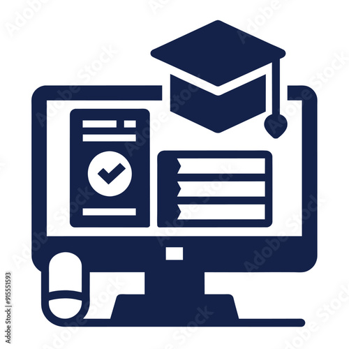Learning and online education examination vector icon