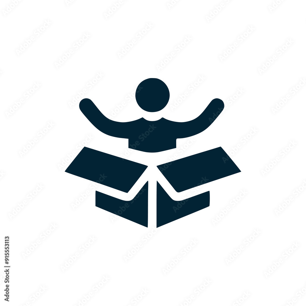 man inside a box delivery logo vector illustration template design man inside a box delivery logo vector illustration template design