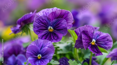 Vibrant Close-Up of Blooming Purple Pansy Flower in Natural Light