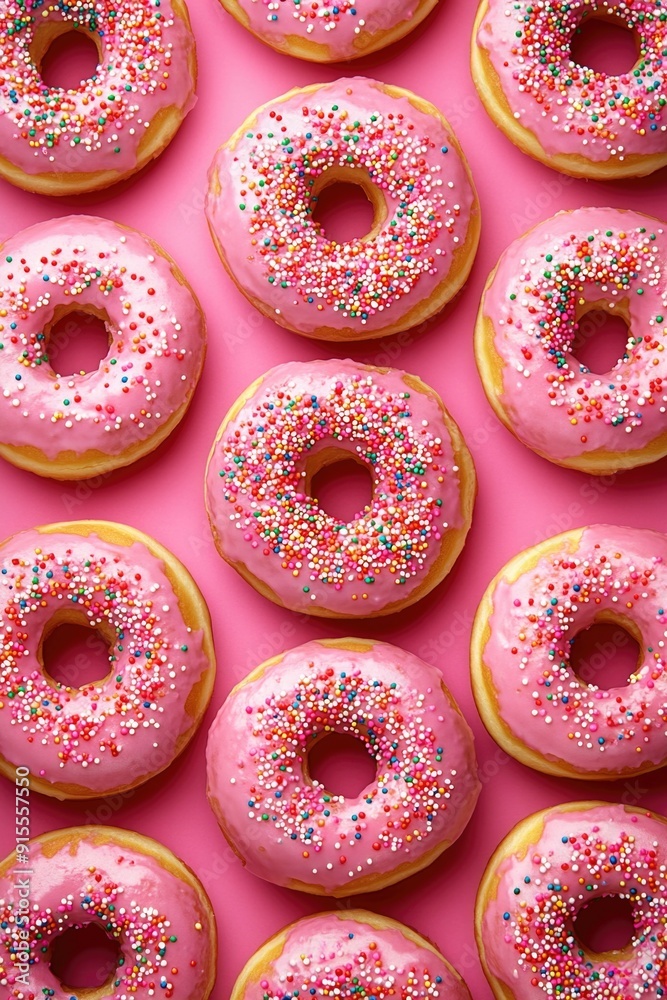 Pink Donuts with Sprinkles Pink Donuts with Sprinkles