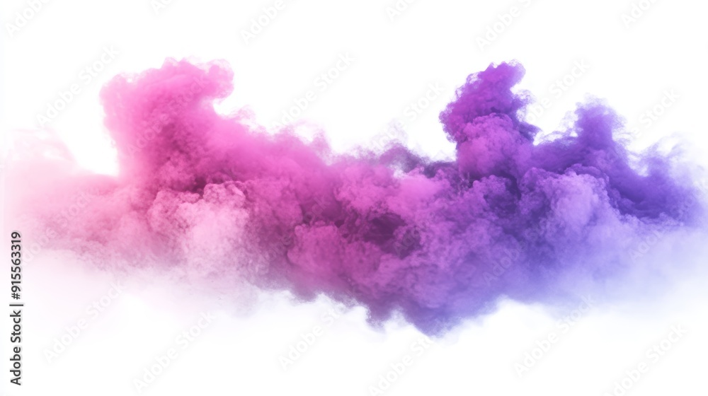Fototapeta premium This 3D render shows a fantastical cloud glowing with neon lights, isolated on a white background. It illustrates the cumulus atmosphere phenomenon.