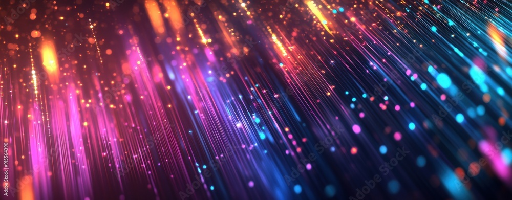 Abstract background with glowing light lines and bokeh, data transfer concept. Abstract background with glowing light lines and bokeh, data transfer concept.
