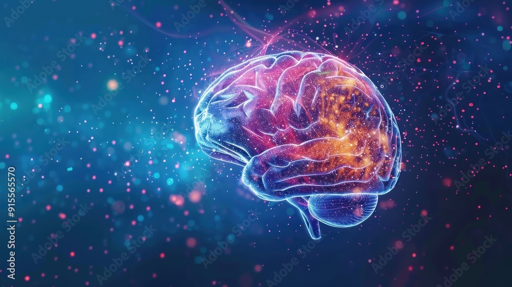 Abstract glowing human brain. Abstract glowing human brain.