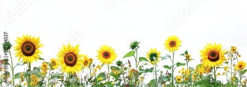 White background inflorescence of daytime sunflower hills in PNG