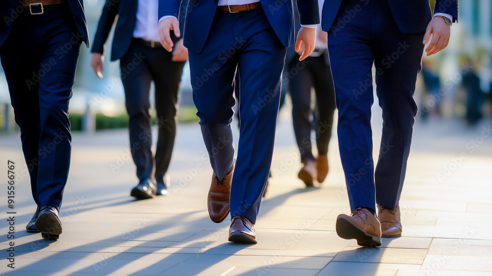Business professionals walking confidently in tailored suits on a city street, showcasing a successful urban lifestyle. Business professionals walking confidently in tailored suits on a city street, showcasing a successful urban lifestyle.