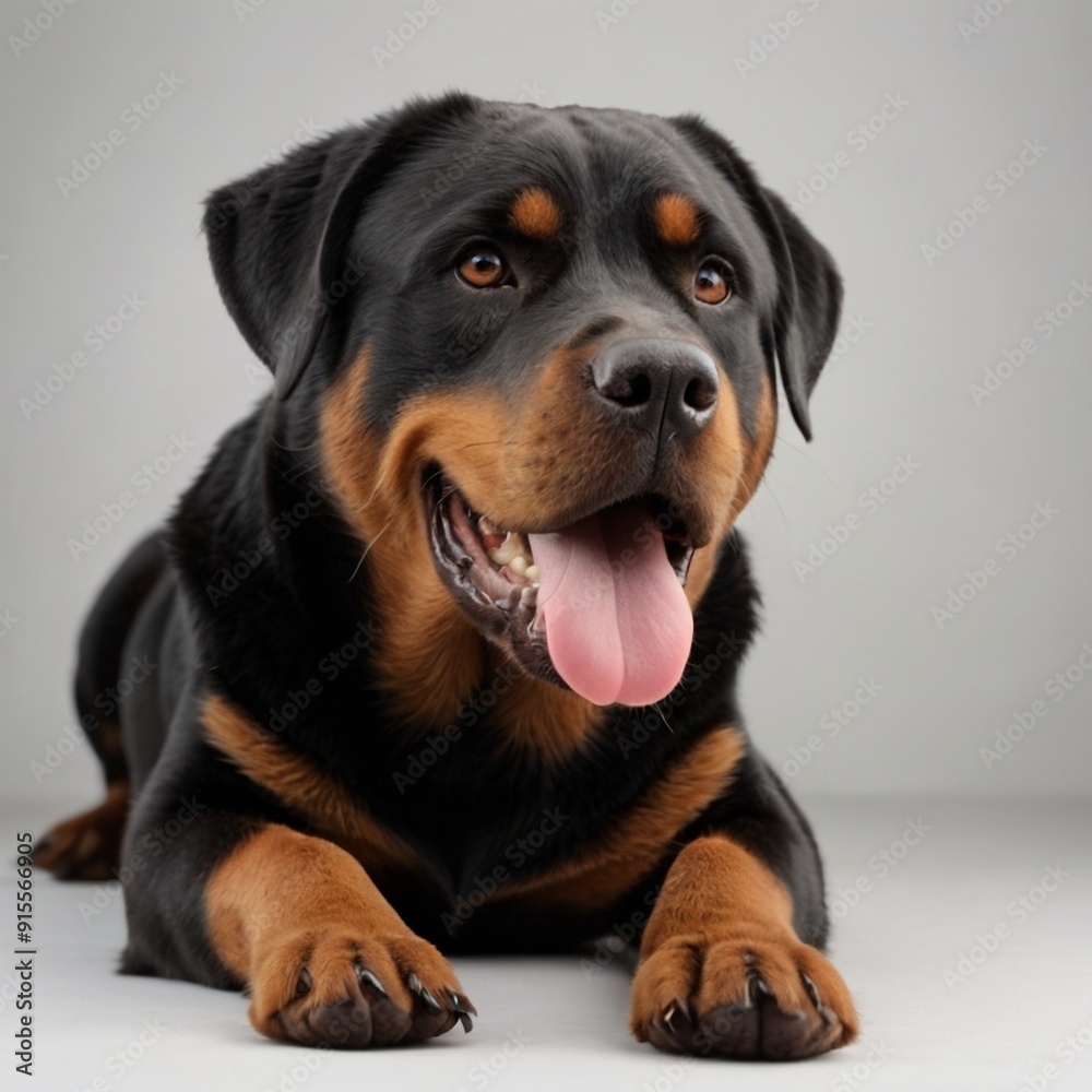 Rottweiler on a light grey background Rottweiler on a light grey background