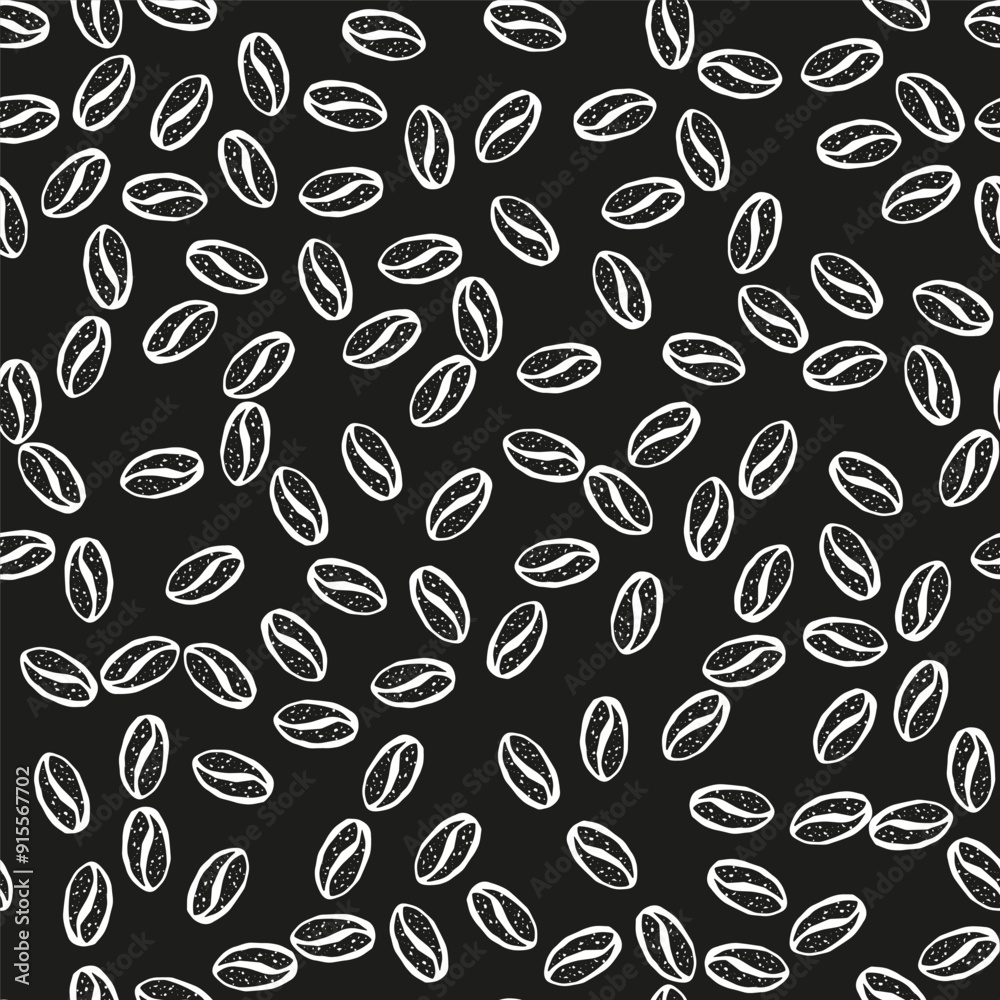 Seamless pattern with hand drawn textured coffee beans. Vintage coffe seeds background. Seamless pattern with hand drawn textured coffee beans. Vintage coffe seeds background.