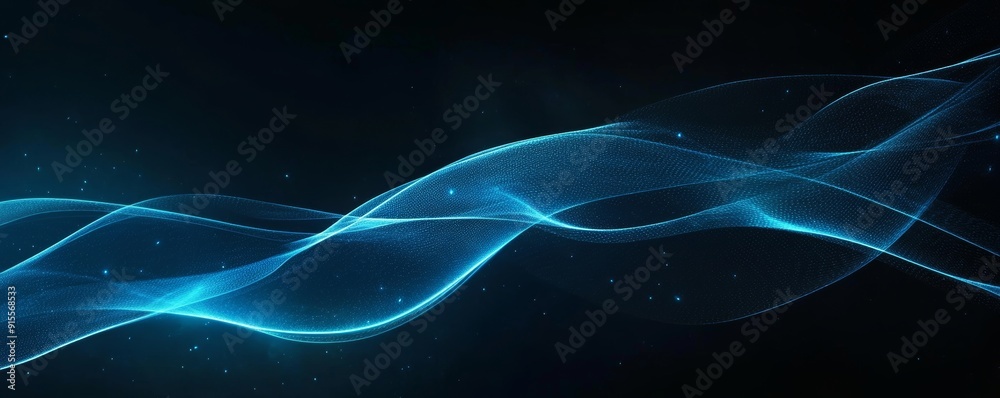 Fototapeta premium Wave panorama background with lights in the future