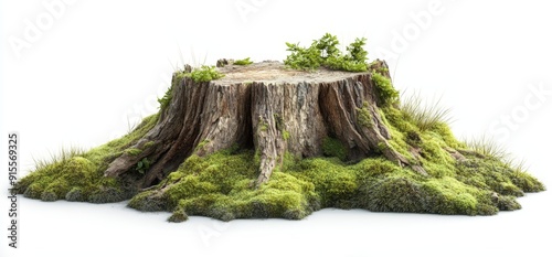 Image of a tree stump plant on a white background outside. Source: rawpixel. photo