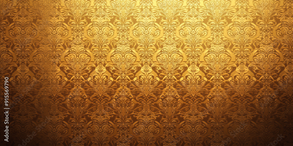 A golden wallpaper with intricate patterns and lighting effects, creating an opulent atmosphere