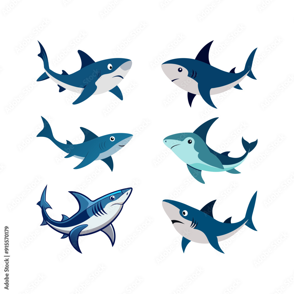 set of sharks illustration 