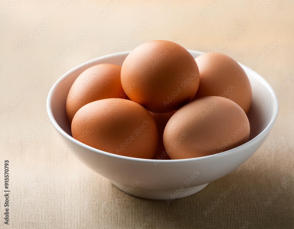 Fresh chicken eggs in a white bowl Fresh chicken eggs in a white bowl