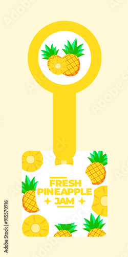 Pineapple Tamper proof label design suitable for jar, packaging, stickers and packaging products label