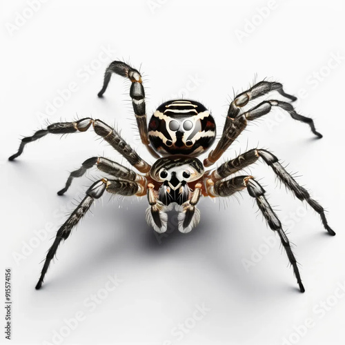 Detailed and Realistic Spider on White Background Highlighting Intricate Natural Textures