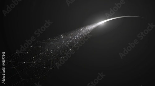 A shooting star with a smooth, minimalist tail, 2D vector illustration, clean and basic composition photo