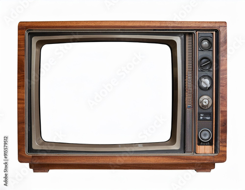 Frame screen cutout and vintage wooden TV box