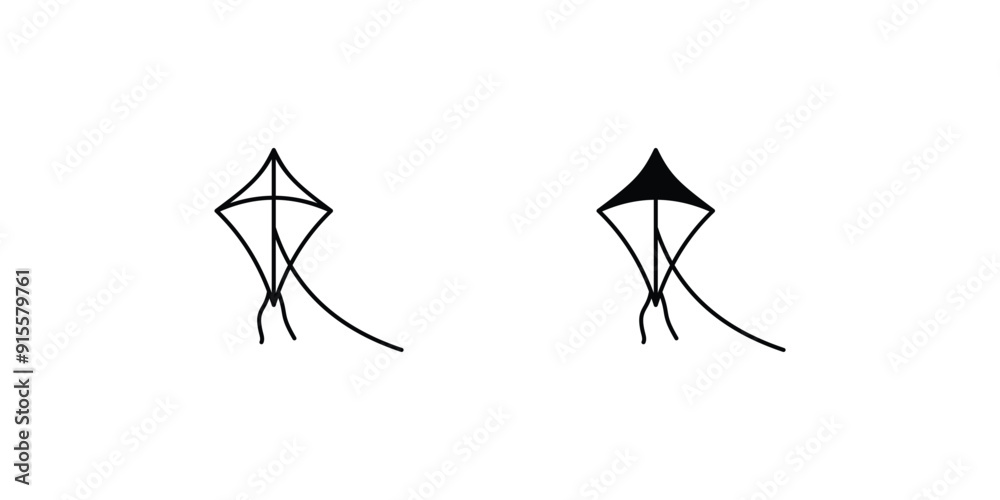 kite set icon with white background vector stock illustration