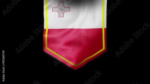 Malta Flag Banner ,Animation.Full HD 1920×1080. 07 Second Long. Transparent Alpha Video.

 photo