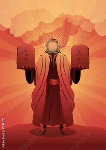 Moses holding the Ten Commandments tablets 