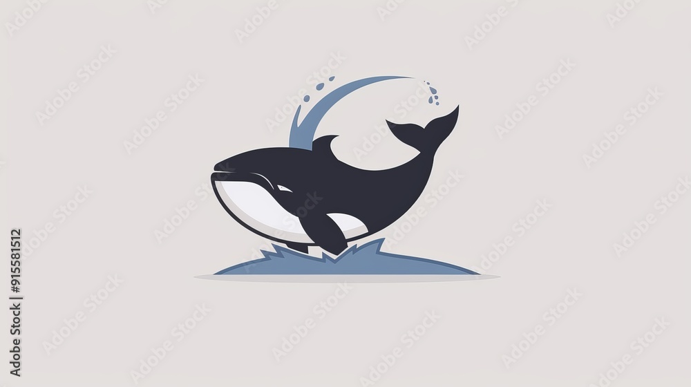 Clean and basic whale with spouting water, minimalist 2D vector illustration, plain and uncomplicated design Clean and basic whale with spouting water, minimalist 2D vector illustration, plain and uncomplicated design