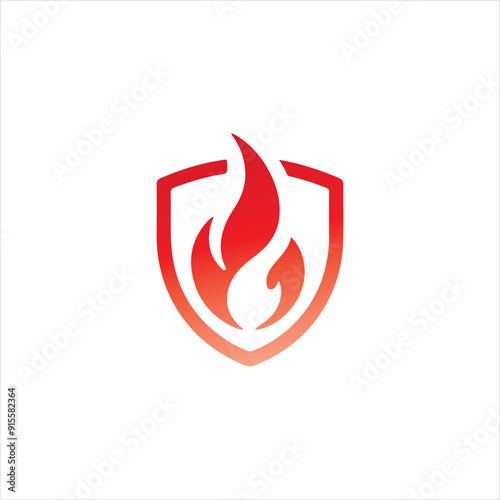 fire protection logo, Fire shield logo template design, fire extinguisher, Modern shield fire logo