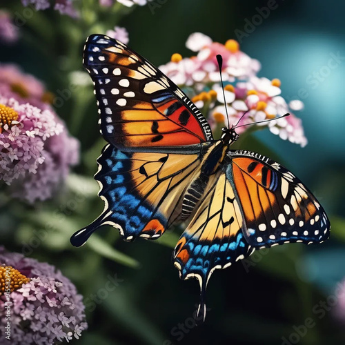 Detailed Macro Shot of a Realistic Butterfly with Vibrant Wing Patterns