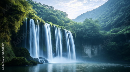 wonderful and beautiful waterfall landscape, nature waterfall