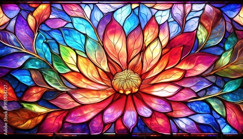 Wallpaper Mural Stained glass pattern images, stunning stained glass texture, Colorful stained pattern, intricate flower pattern Torontodigital.ca