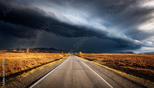 storm clouds over the road