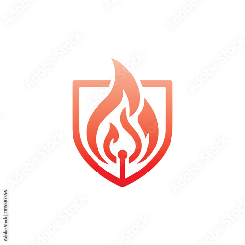 fire protection logo, Fire shield logo template design, fire extinguisher, Modern shield fire logo