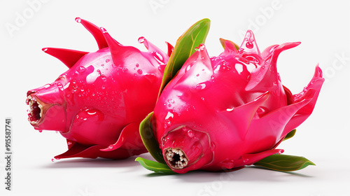 Dragon fruits isolated on white background Maje photo