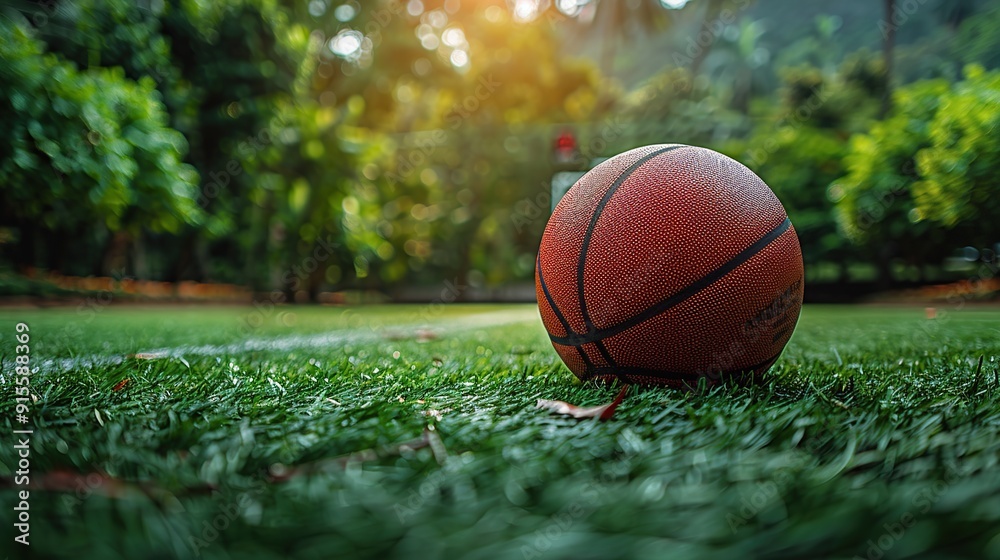 Basketball on Green Grass