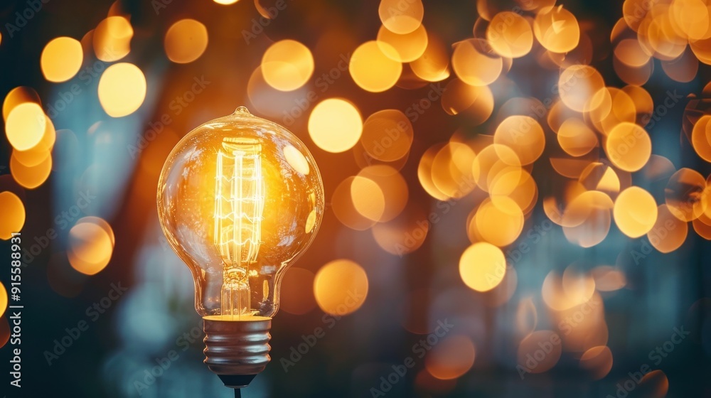 Glowing Light Bulb with Bokeh Background. Glowing Light Bulb with Bokeh Background.