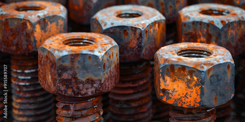 Rusted Bolts and Nuts Close-Up, Industrial Aged Metal Texture Background Rusted Bolts and Nuts Close-Up, Industrial Aged Metal Texture Background