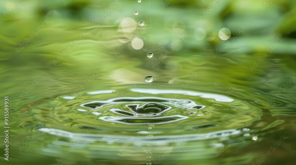 Water Drop Splashing in a Green Pond Water Drop Splashing in a Green Pond