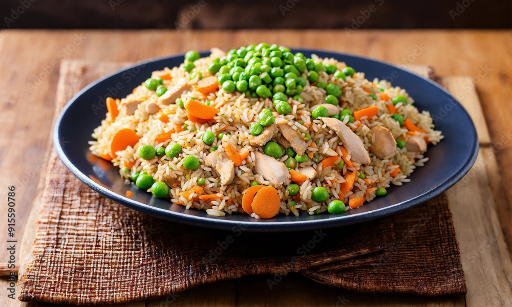 a plate of chicken fried rice a plate of chicken fried rice