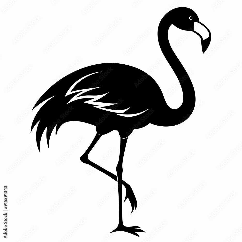 Flamingo isolated on white, flamingo vector illustration, bird on a branch vector art, flamingo silhouette, bird vector icon, flamingo on a branch vector, eps, flamingo on a branch cartoon