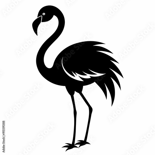 Flamingo isolated on white, flamingo vector illustration, bird on a branch vector art, flamingo silhouette, bird vector icon, flamingo on a branch vector, eps, flamingo on a branch cartoon photo