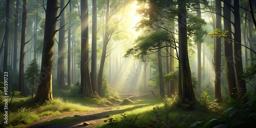 sun rays in the forest