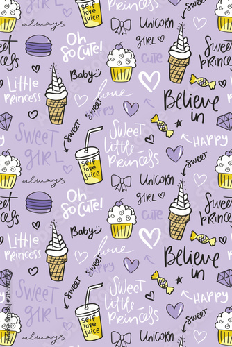 Indulge in the sweetness of life with a purple background filled with cupcakes 🧁 and ice cream 🍦 #SweetTooth #YummyTreats