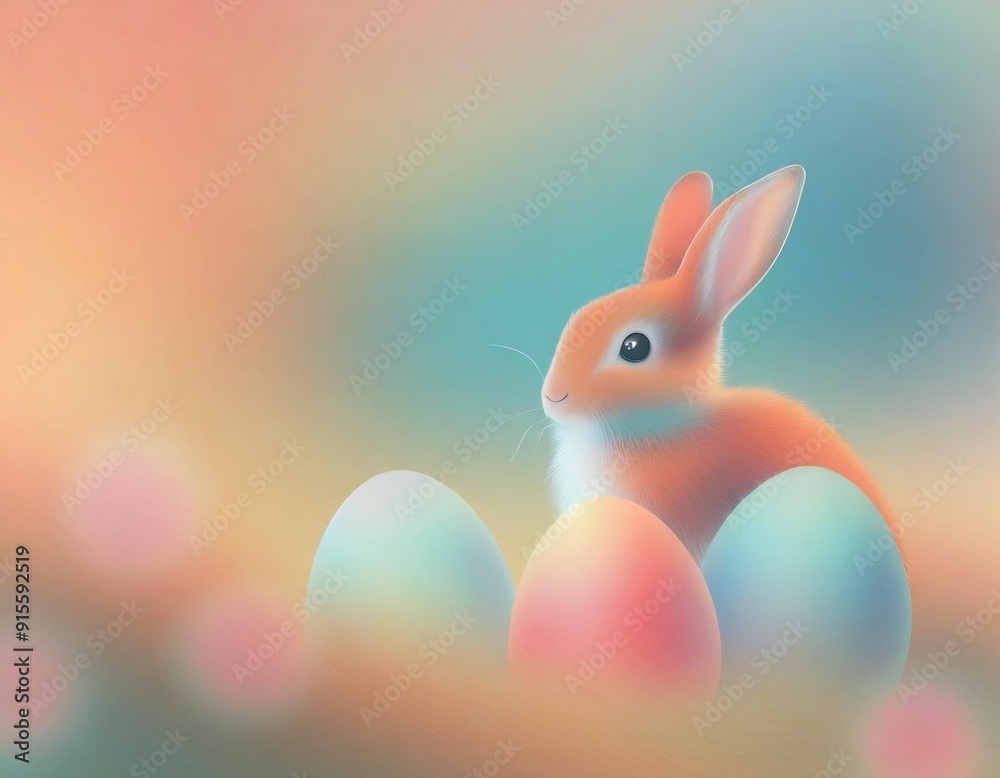 easter bunny with easter eggs in pastel colors easter bunny with easter eggs in pastel colors