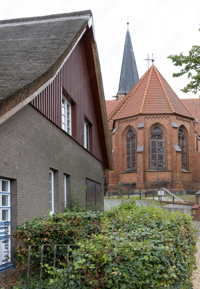 Church. Wustrow. Die Bodden. Mecklenburg Vorpommern East Germany. Baltic sea coast. Church. Wustrow. Die Bodden. Mecklenburg Vorpommern East Germany. Baltic sea coast.