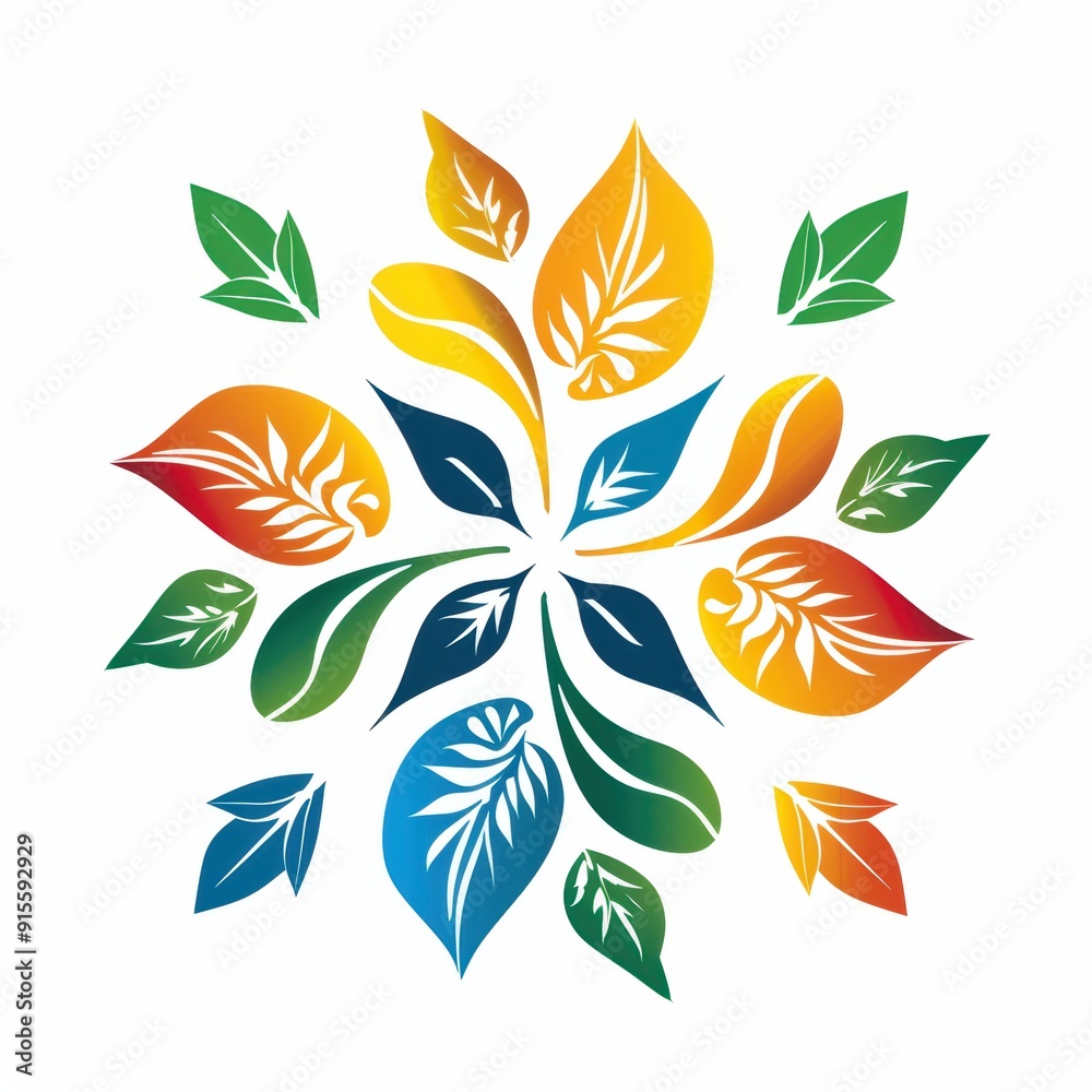 Fototapeta premium Seasons United - Logo Design Intertwining Spring, Summer, Autumn, and Winter Elements