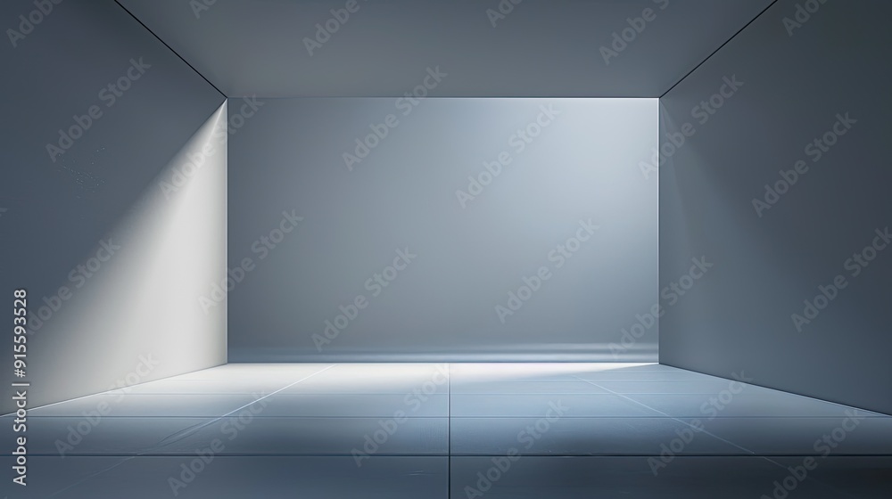 Fototapeta premium A spacious and minimalistic interior with soft light illuminating the empty room, perfect for creative designs and backgrounds.