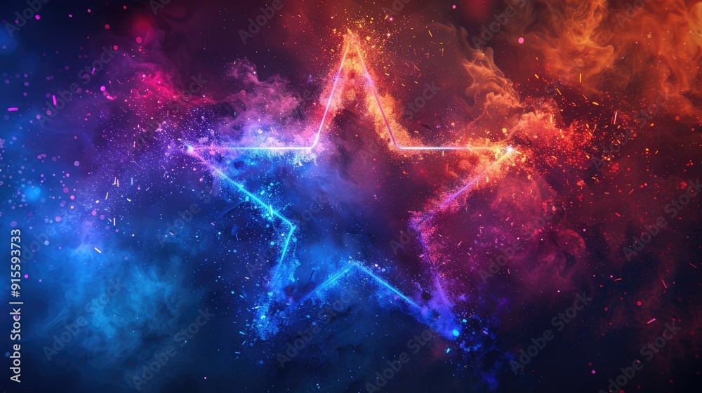 Fototapeta premium A vibrant cosmic star surrounded by colorful nebulae, creating a stunning visual representation of the universe's beauty.
