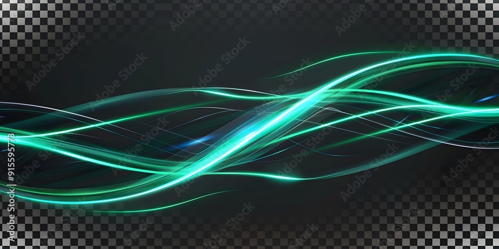 Abstract glowing light effect curved lines with green and blue glow on ...