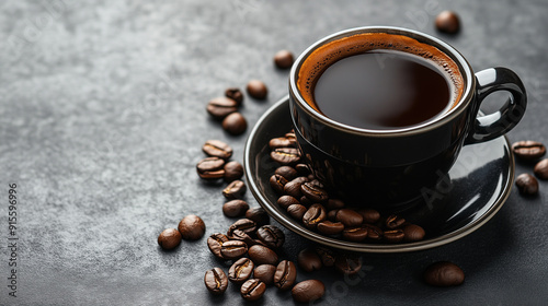 Caffeine Comfort: Overhead Coffee Cup and Spilled Grains