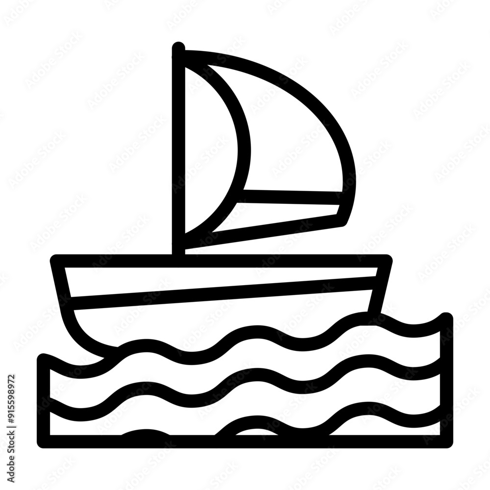 Sailing Vector Line Icon Design Sailing Vector Line Icon Design